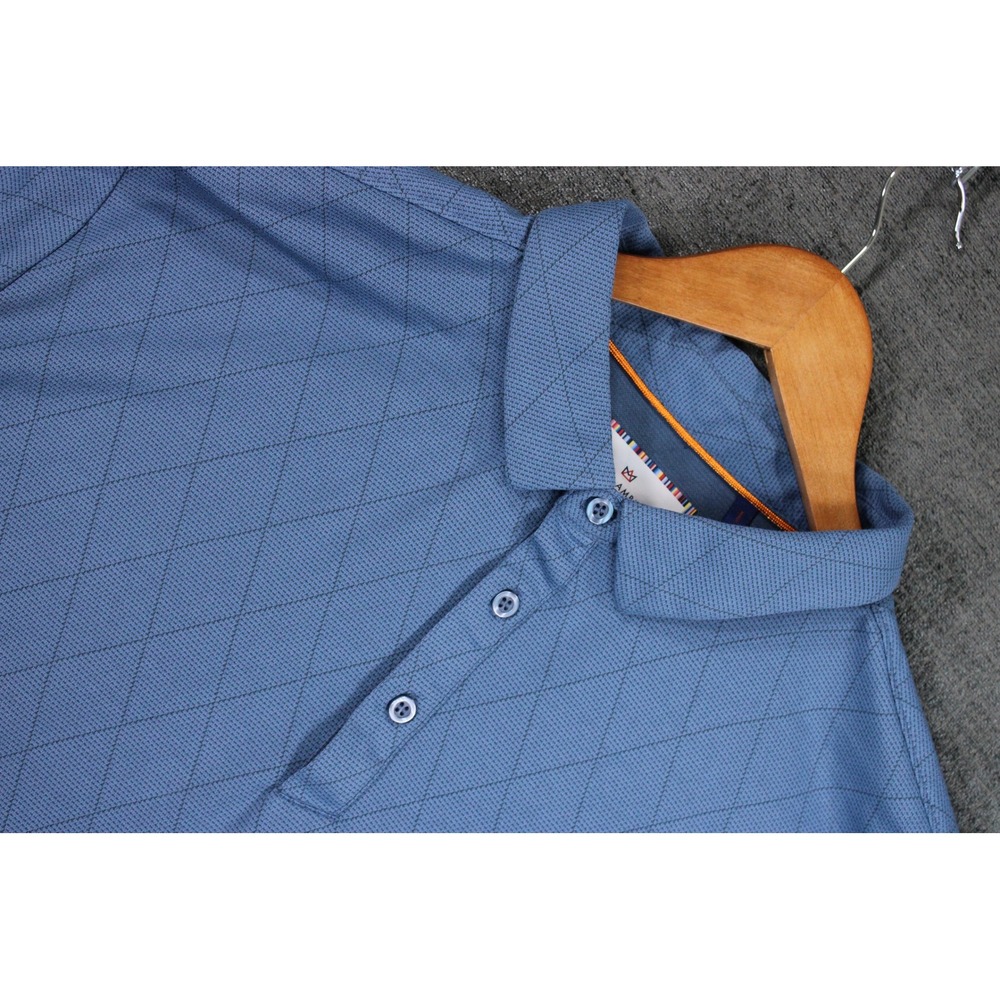 Modern Ambition Mens XL Blue Diamond Geometric Short Sleeve Polo Shirt 1864958